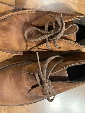 Clarks Brown Leather Ankle Booties with Lace-Up Front